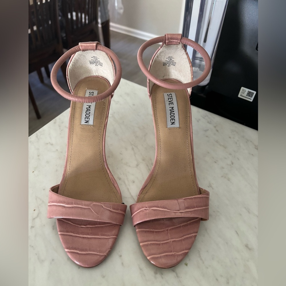 Steve Madden Blush Pink Ankle-Strap Heeled Sandals